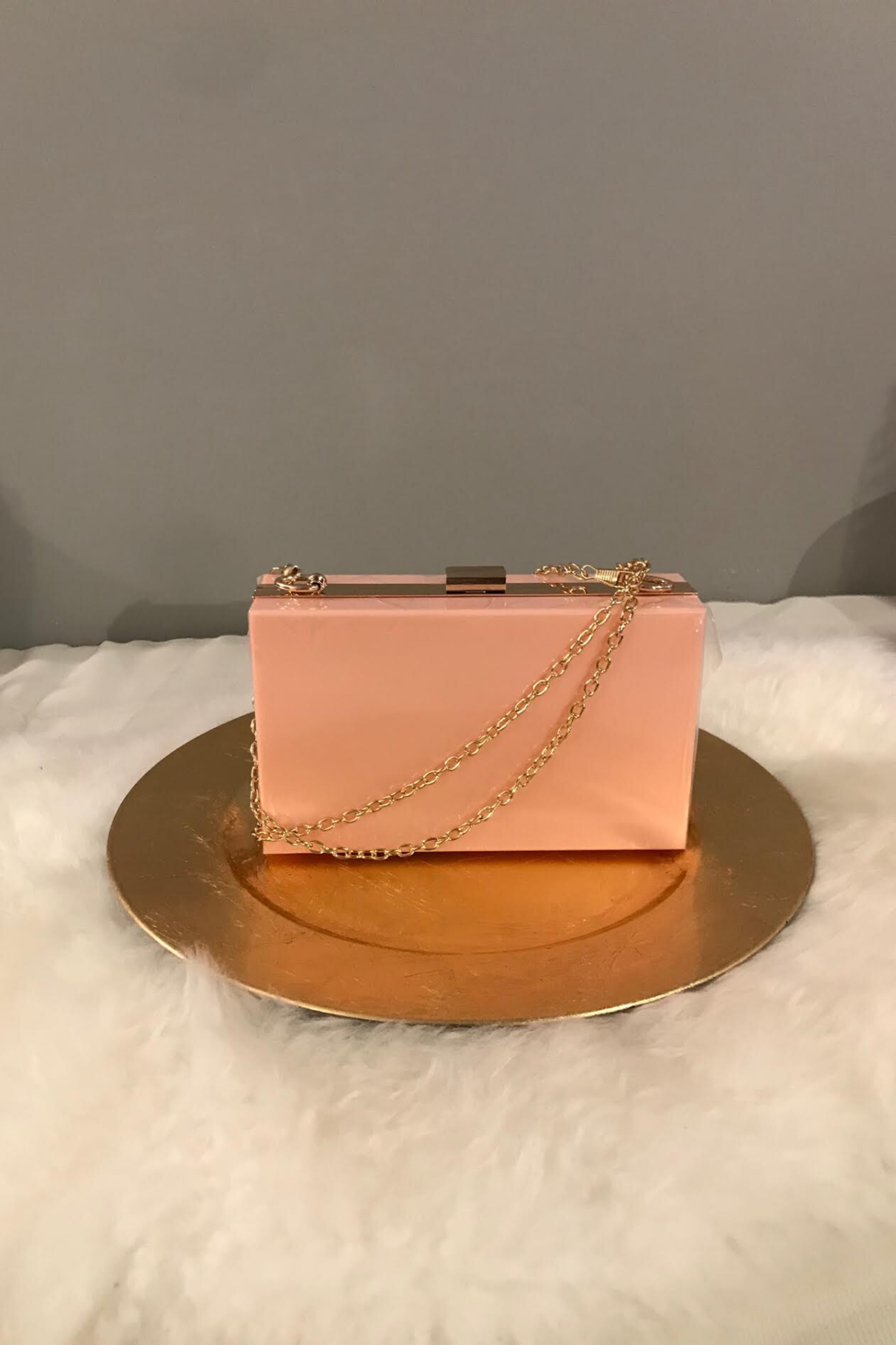 Acrylic clutch bag shoulder bag with removable chain Pink - Blanks